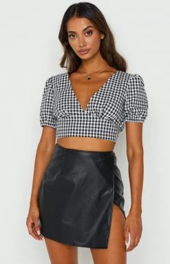 BB Exclusive Tops Harlo Mono Gingham Tie Top
