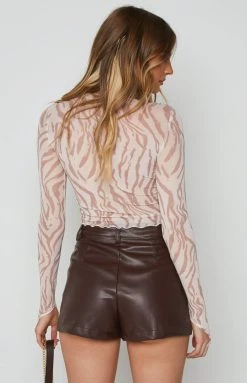 BB Exclusive Harmony Brown PU Shorts Bottoms