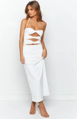 BB Exclusive Harpur White Cut Out Midi Dress Dresses