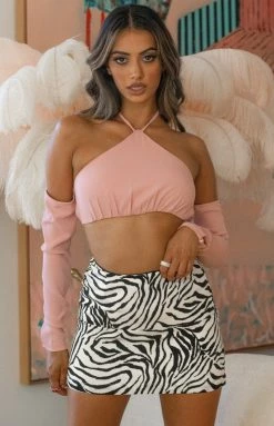 BB Exclusive Harris Halter Fitted Top Pink