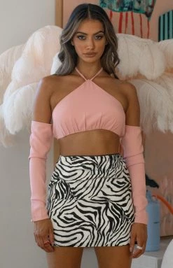 BB Exclusive Harris Halter Fitted Top Pink