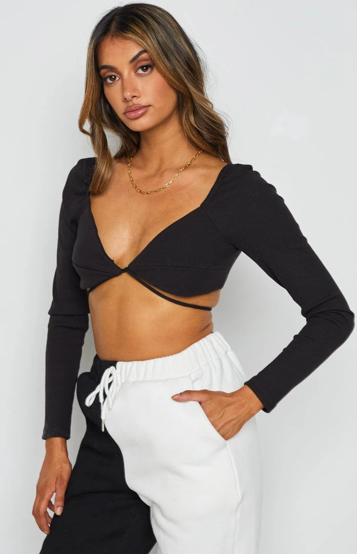 BB Exclusive Haylee Tie Detail Top Black Tops 1 BB Exclusive Haylee Tie Detail Top Black Tops