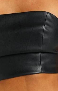 BB Exclusive Tops Hayley Black PU Corset Top