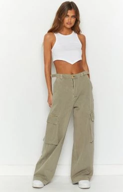 Beginning Boutique Helley Khaki Cargo Pants Bottoms