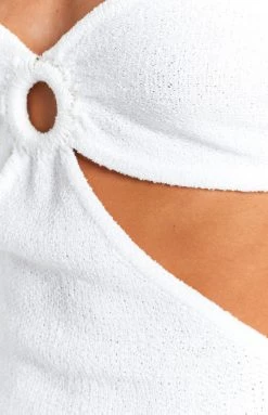 BB Exclusive Hendry White Knit Strapless Midi Dress Dresses