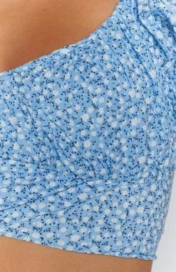 BB Exclusive Heritage Wrap Top Blue Floral