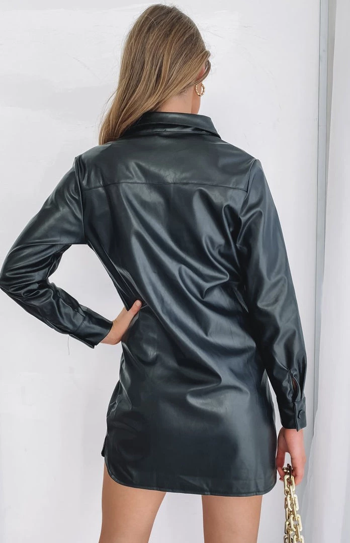 Beginning Boutique Dresses History PU Shirt Dress Black 2 Beginning Boutique Dresses History PU Shirt Dress Black