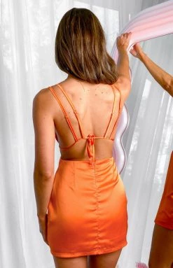 BB Exclusive Holly Orange Cut Out Dress
