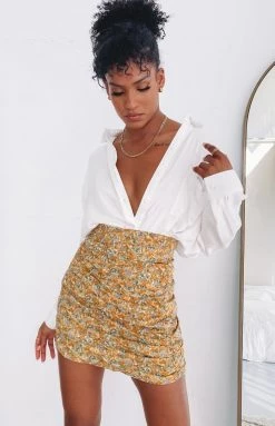 Beginning Boutique Homecoming Queen Skirt Mustard Bottoms