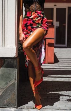 BB Exclusive Houston Midi Skirt Black Floral