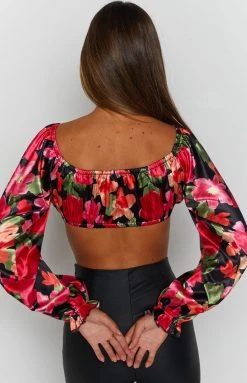 BB Exclusive Tops Houston Crop Top Black Floral