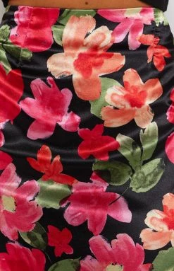 BB Exclusive Houston Midi Skirt Black Floral