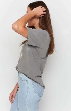 Tops Thrills Howling Moon Merch Tee - Washed Grey