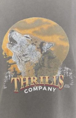 Tops Thrills Howling Moon Merch Tee - Washed Grey