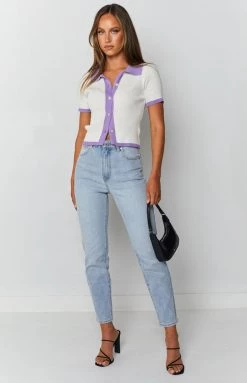 Beginning Boutique Hula Cropped Polo Purple