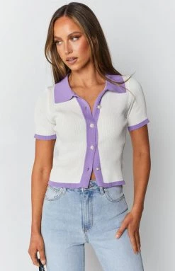 Beginning Boutique Hula Cropped Polo Purple