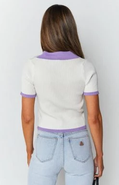 Beginning Boutique Hula Cropped Polo Purple