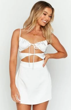 BB Exclusive Hyacinth Tie Mini Dress White Dresses