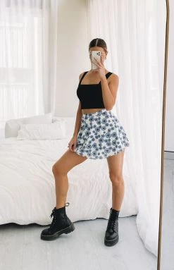 BB Exclusive Sasha Flared Skirt Blue Daisy Bottoms