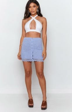 BB Exclusive Ingrid Crochet Mini Skirt Blue