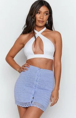 BB Exclusive Ingrid Crochet Mini Skirt Blue
