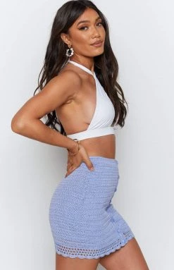 BB Exclusive Ingrid Crochet Mini Skirt Blue