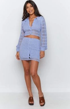 BB Exclusive Ingrid Crochet Mini Skirt Blue