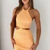 Beginning Boutique Dresses India Twist Front Mini Knit Dress Orange