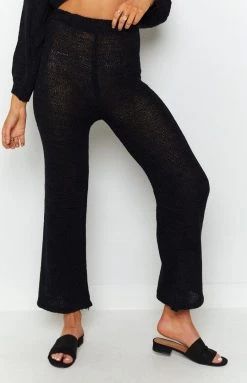 Beginning Boutique Indiana Lounge Two Piece Set Black Knitwear