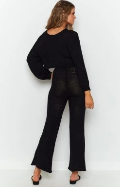 Beginning Boutique Indiana Lounge Two Piece Set Black Knitwear