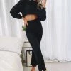 Beginning Boutique Indiana Lounge Two Piece Set Black Knitwear