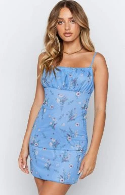 BB Exclusive Indiana Mini Dress Blue Floral Dresses