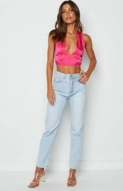 BB Exclusive Tops Ines Pink Halter Top