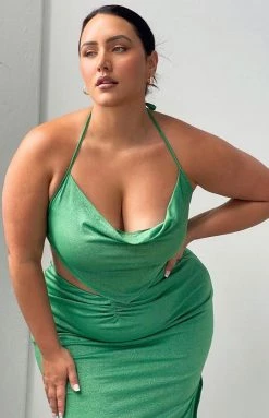 BB Exclusive Ingrid Green Halter Top