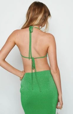 BB Exclusive Ingrid Green Halter Top