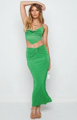BB Exclusive Ingrid Green Maxi Skirt