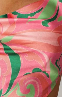 BB Exclusive Ingrid Red Print Halter Top Tops