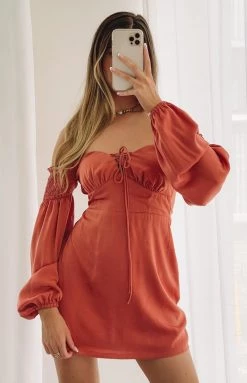 BB Exclusive Dresses Iris Off The Shoulder Dress Terracotta