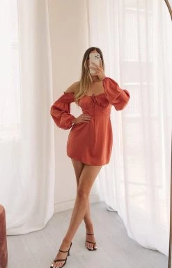 BB Exclusive Dresses Iris Off The Shoulder Dress Terracotta