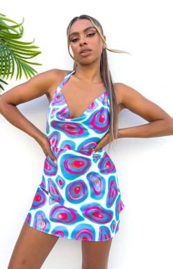 BB Exclusive Isidore Blue Print Mini Dress