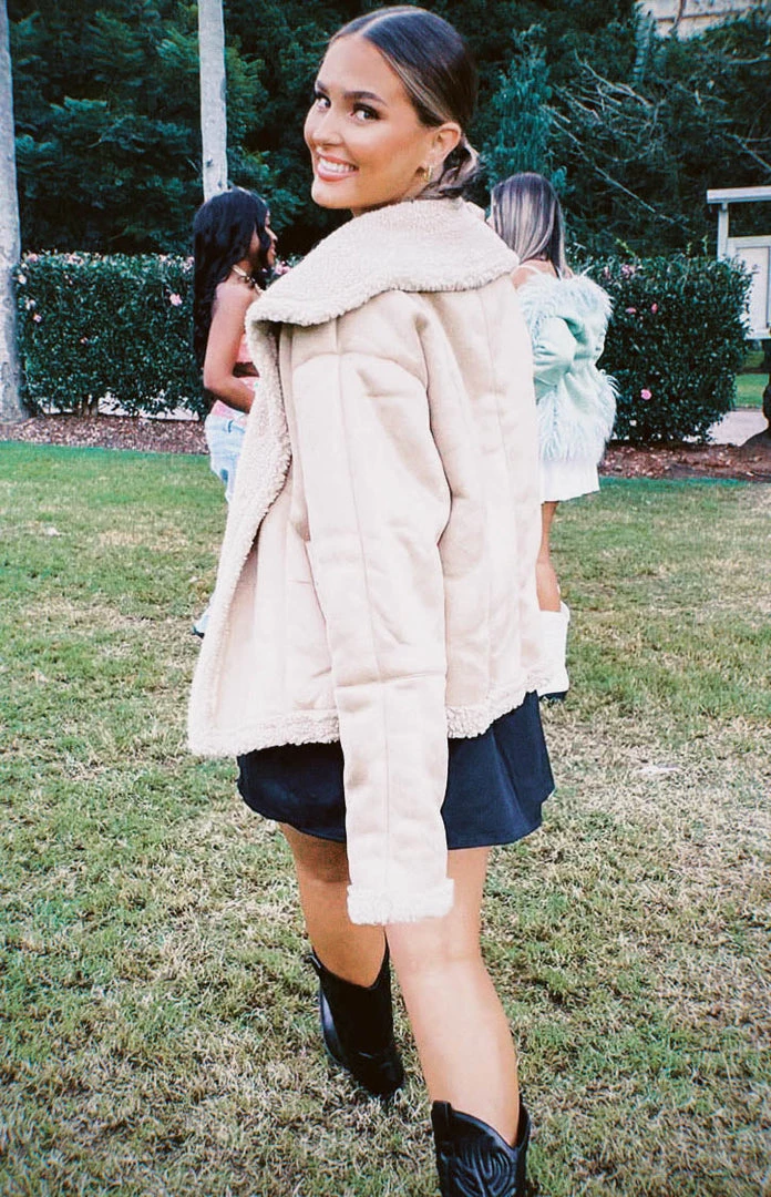 Beginning Boutique Isona Cream Shearling Jacket New 12 Beginning Boutique Isona Cream Shearling Jacket New