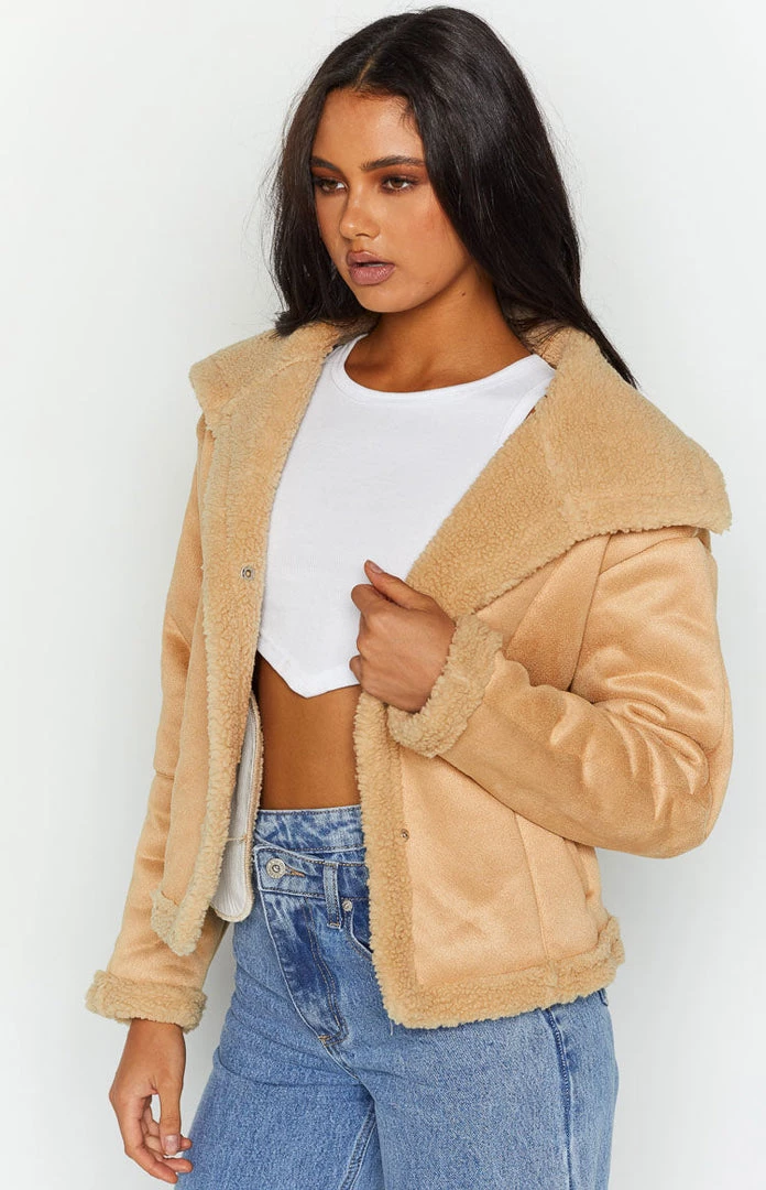 Beginning Boutique Isona Cream Shearling Jacket New 8 Beginning Boutique Isona Cream Shearling Jacket New