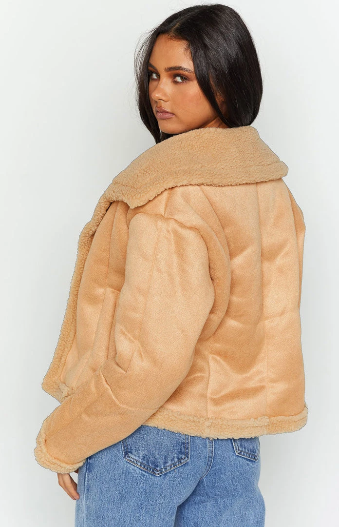 Beginning Boutique Isona Cream Shearling Jacket New 9 Beginning Boutique Isona Cream Shearling Jacket New