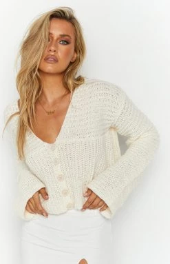 Beginning Boutique Ivana Cream Sweater Outerwear