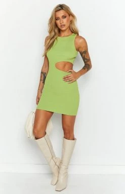 BB Exclusive Dresses Jacinta Green Cut Out Mini Dress