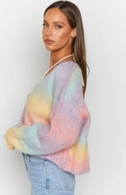 Beginning Boutique Jacquelene Tie Dye Cardigan Rainbow