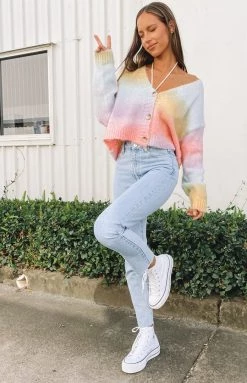 Beginning Boutique Jacquelene Tie Dye Cardigan Rainbow