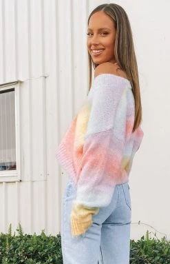 Beginning Boutique Jacquelene Tie Dye Cardigan Rainbow