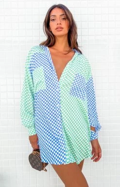 Beginning Boutique Jamelle Green Check Shirt Tops