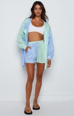 Beginning Boutique Jamelle Green Check Shorts